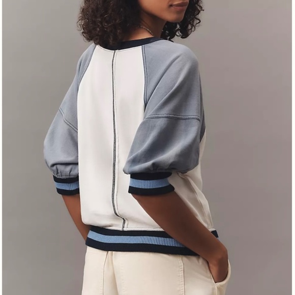 Anthropologie Pilcro Ribbed Raglan Short-Sleeve Sweatshirt - Picture 2 of 5